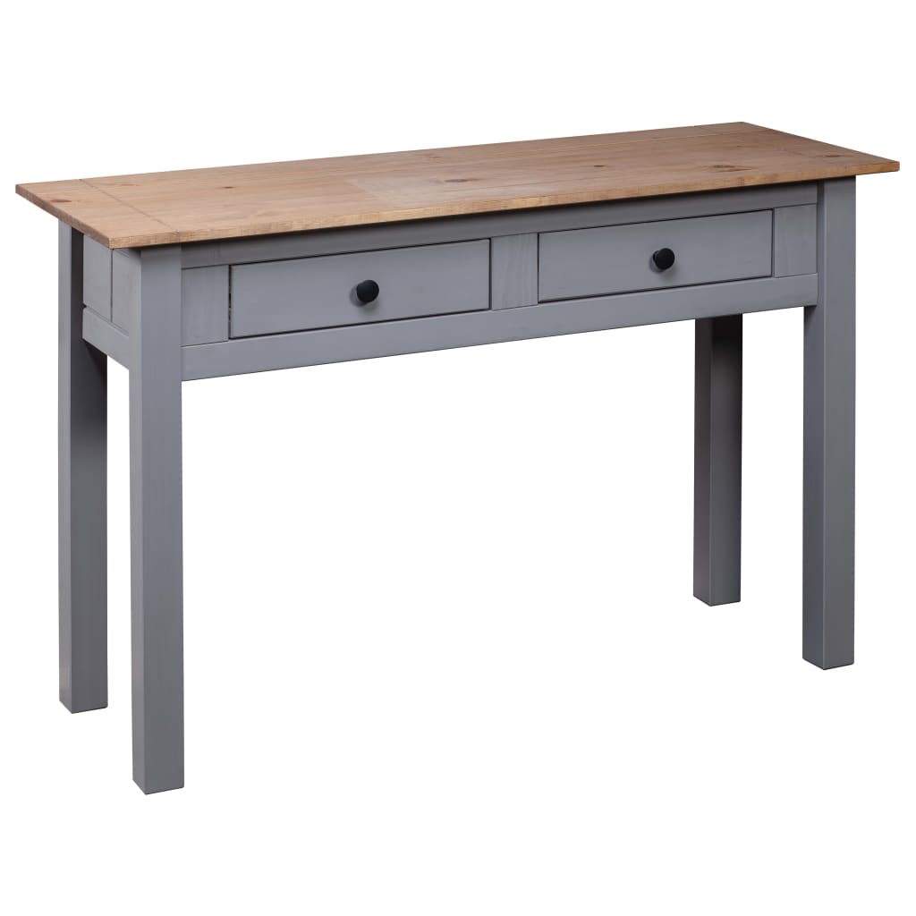 vidaXL Mesa consola madera maciza pino estilo Panamá gris 110x40x72 cm