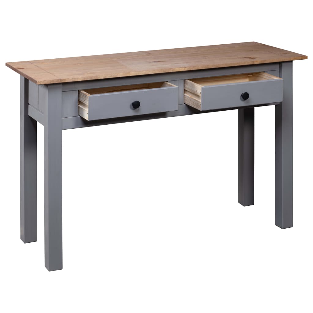 vidaXL Mesa consola madera maciza pino estilo Panamá gris 110x40x72 cm