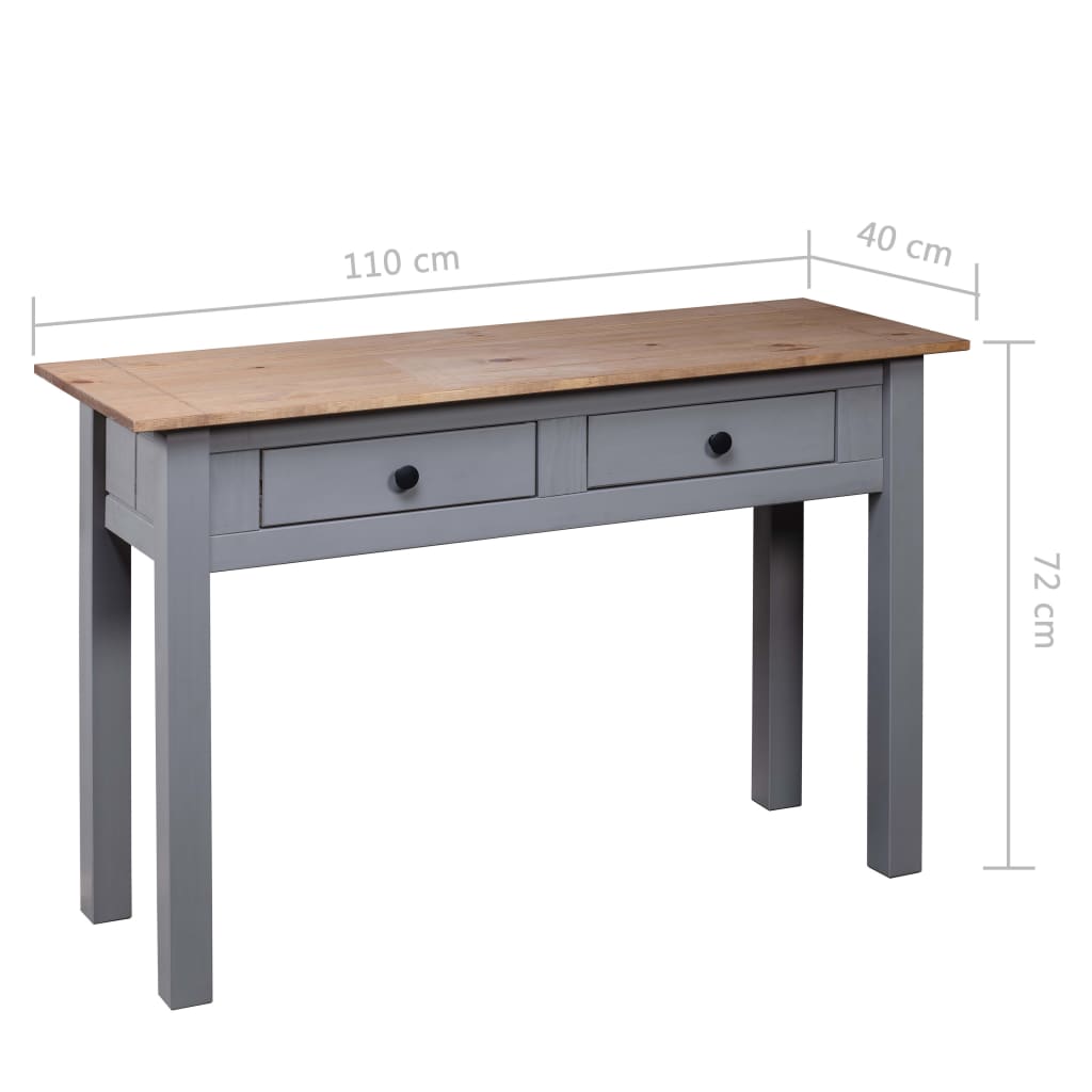 vidaXL Mesa consola madera maciza pino estilo Panamá gris 110x40x72 cm