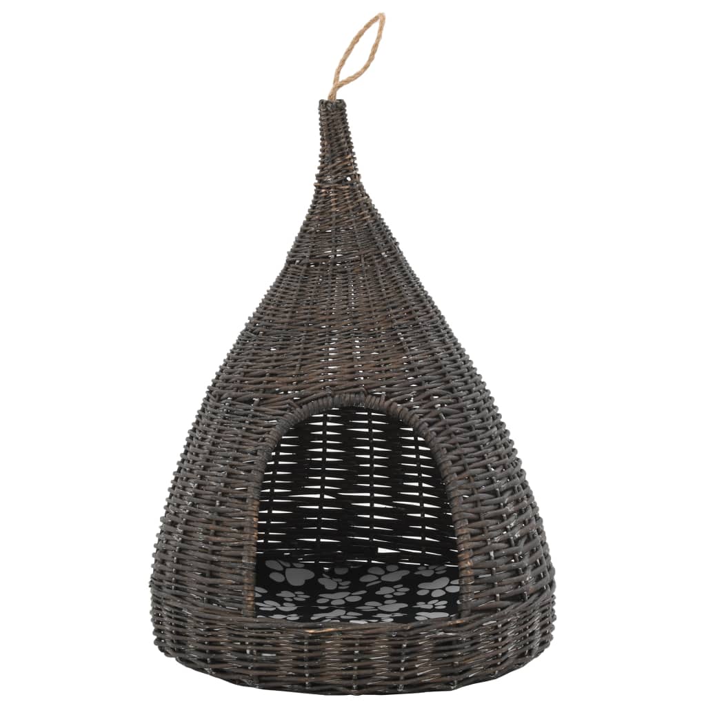 vidaXL Casa para gatos con cojín forma tipi sauce natural gris 40x60cm