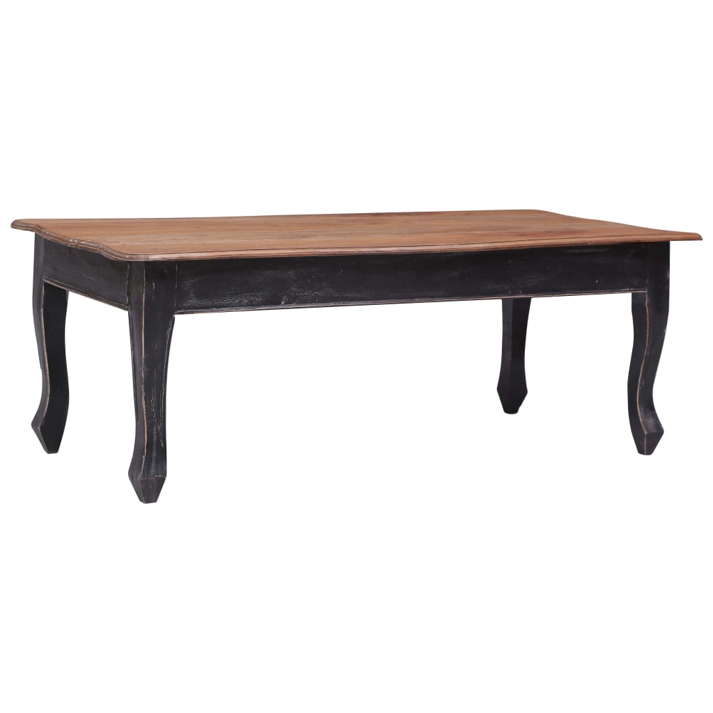 vidaXL Mesa de centro de madera maciza de caoba negra 120x60x45 cm