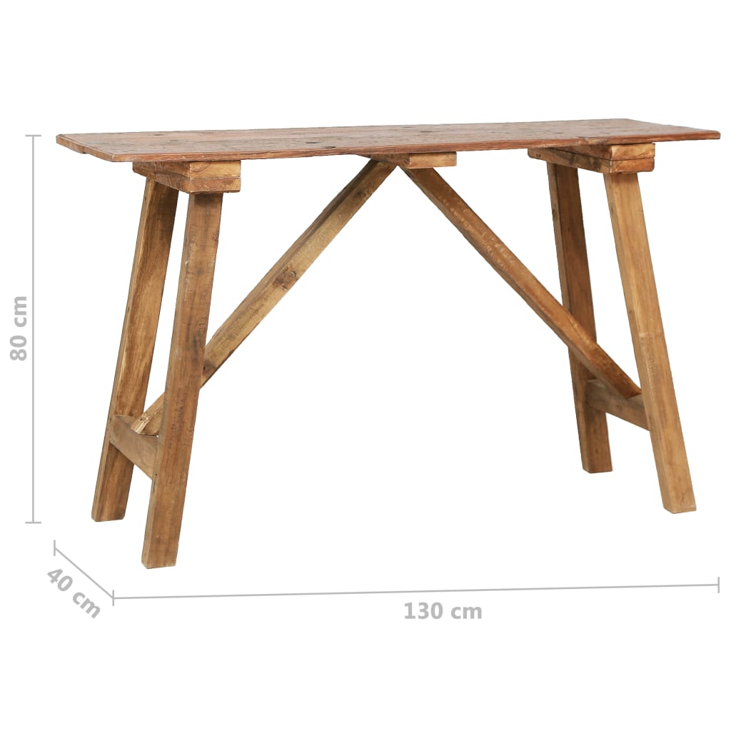 vidaXL Mesa consola de madera reciclada mixta 130x40x80 cm