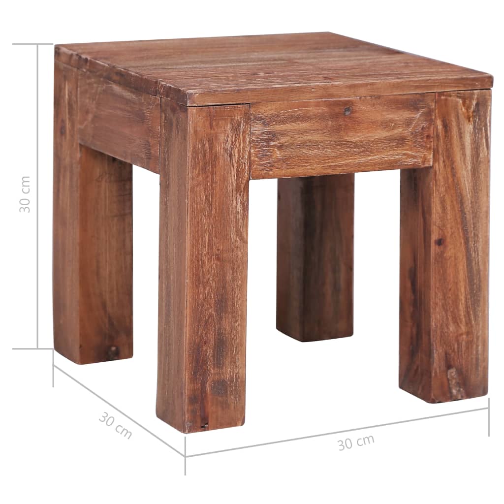 vidaXL Mesa de centro de madera maciza de caoba 30x30x30 cm