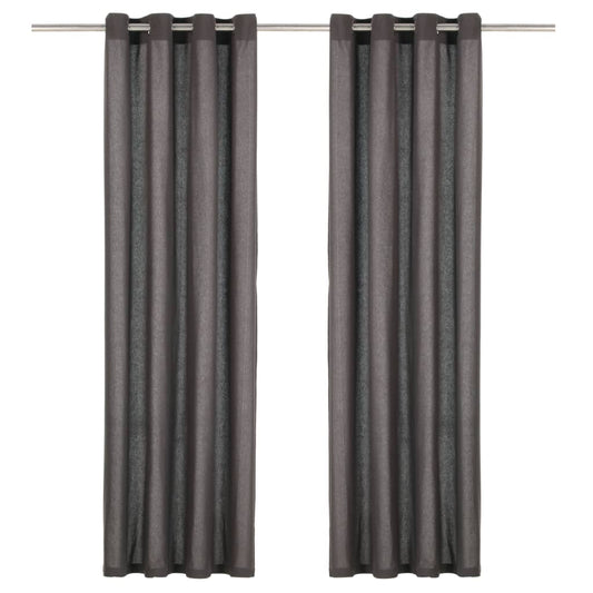 vidaXL Cortinas con anillas de metal 2 uds algodón antracita 140x245cm