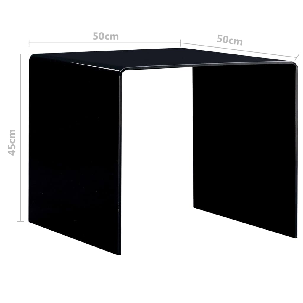 vidaXL Mesa de centro de vidrio templado negro 50x50x45 cm