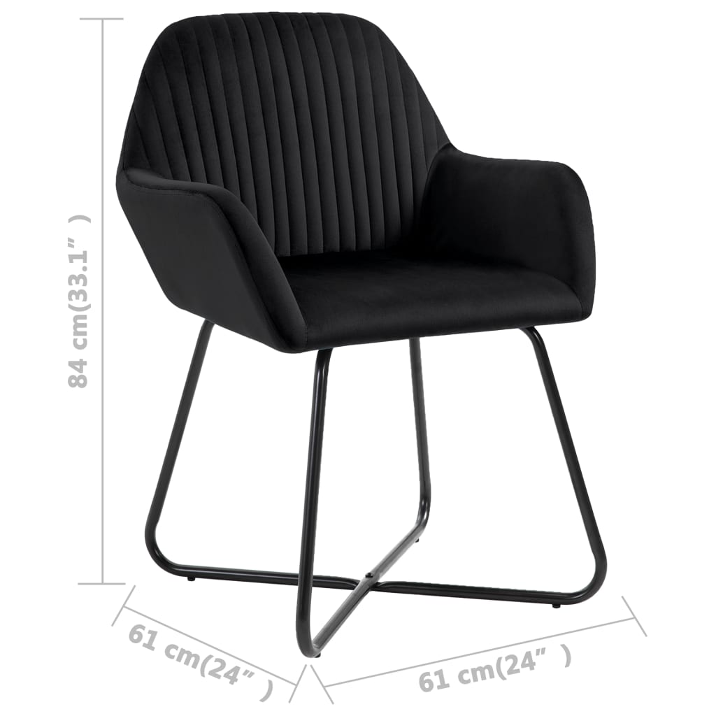 vidaXL Sillas de comedor 4 unidades terciopelo negro