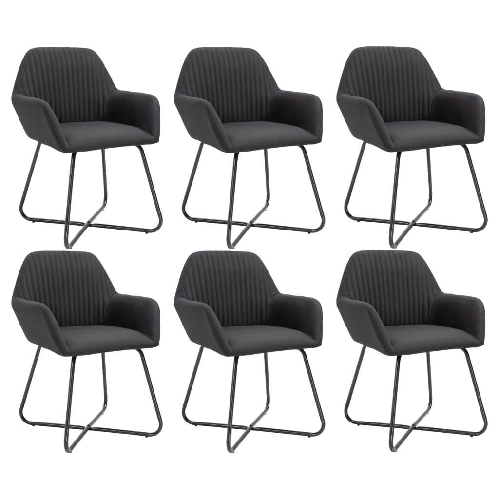 vidaXL Sillas de comedor giratorias 6 unidades tela negras