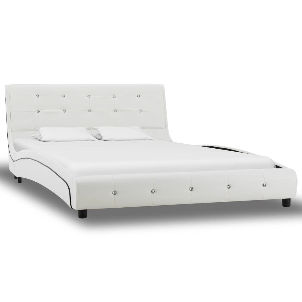 vidaXL Cama y colchón viscoelástico cuero sintético blanco 120x200 cm