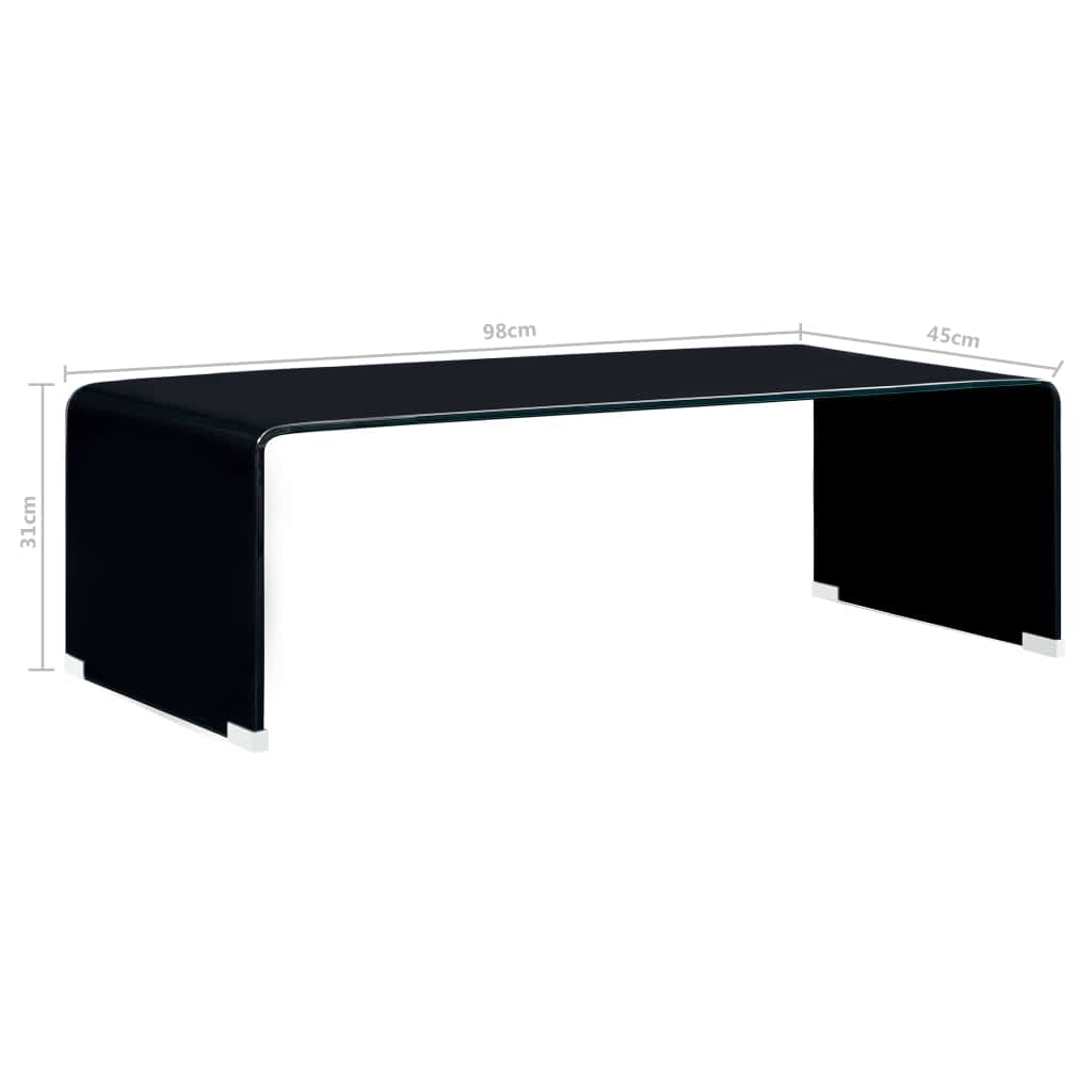 vidaXL Mesa de centro de vidrio templado negro 98x45x31 cm