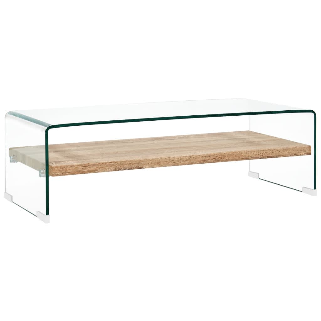 vidaXL Mesa de centro de vidrio templado transparente 98x45x31 cm