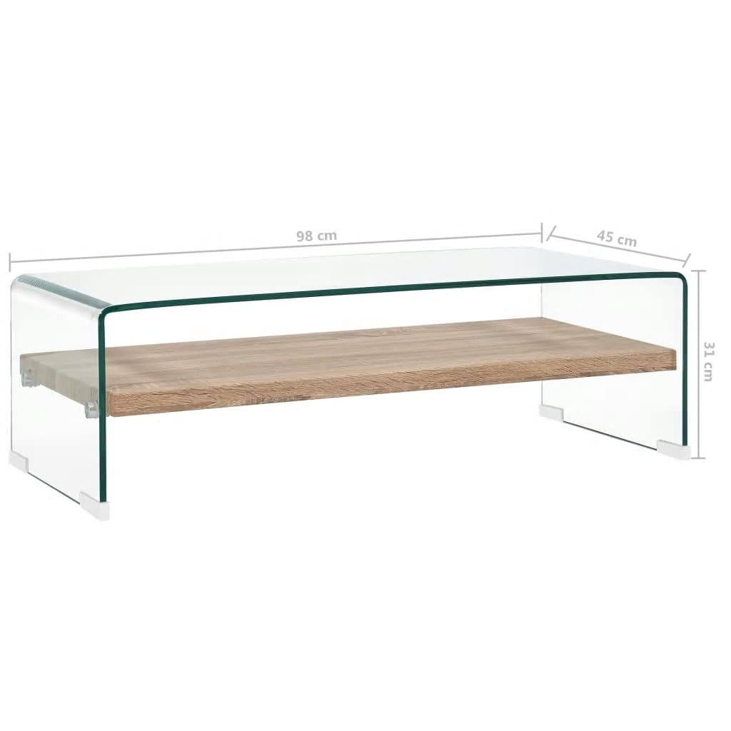 vidaXL Mesa de centro de vidrio templado transparente 98x45x31 cm