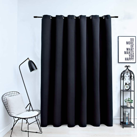 vidaXL Cortina opaca con anillas de metal negro 290x245 cm