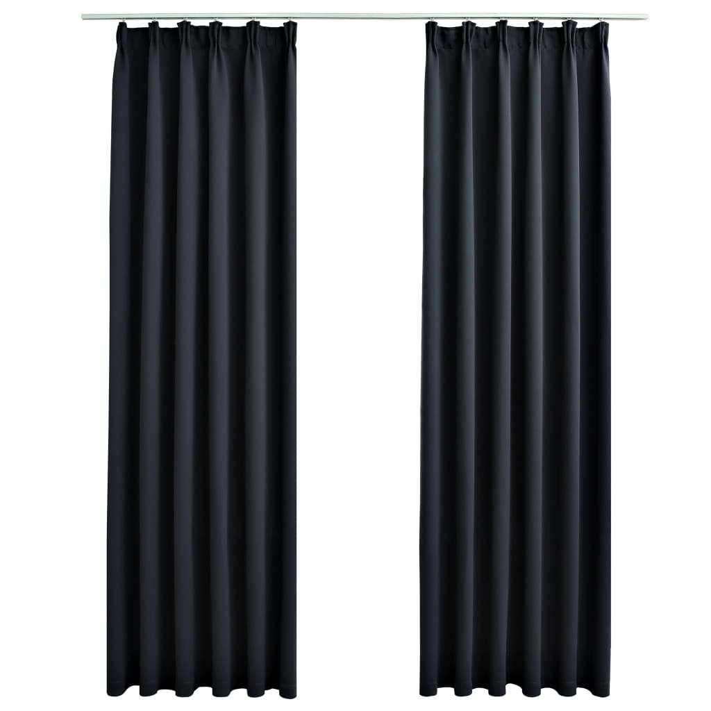 vidaXL Cortinas opacas con ganchos 2 piezas negro 140x245 cm