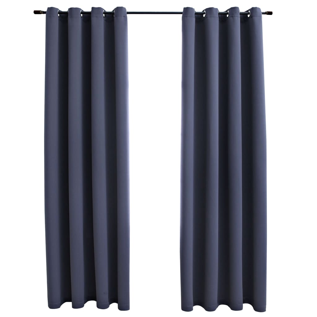 vidaXL Cortinas opacas con anillas de metal 2 uds antracita 140x175 cm