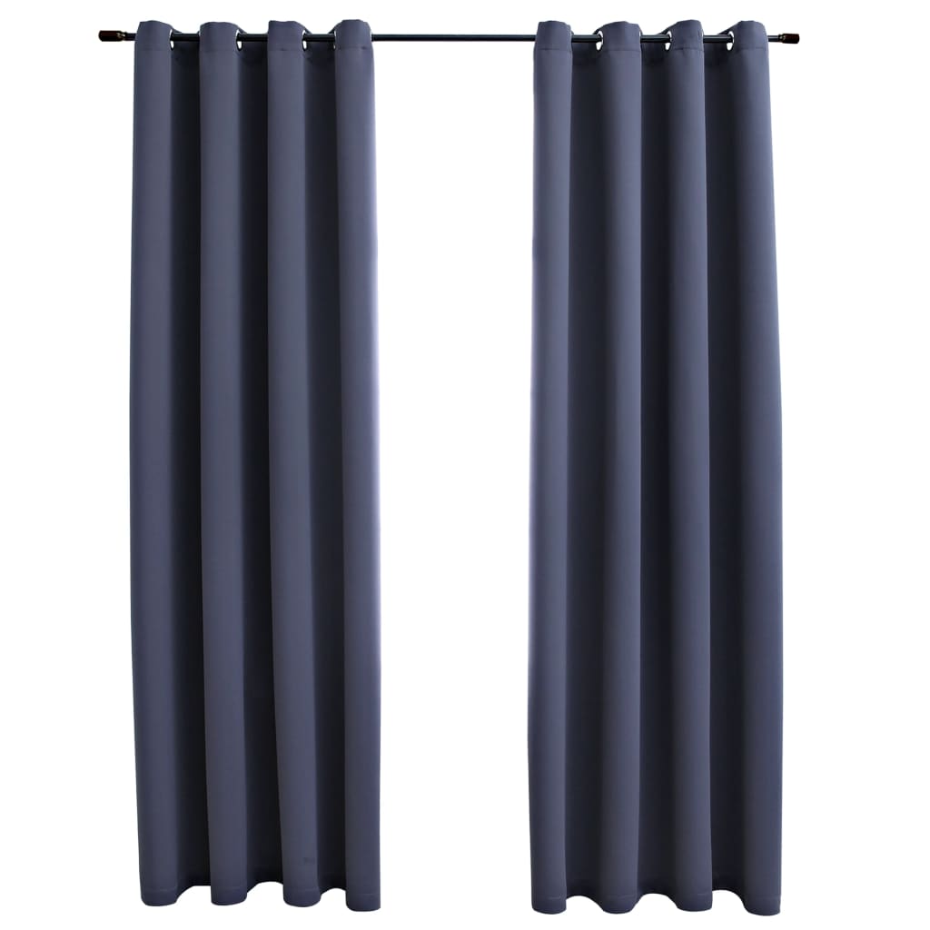 vidaXL Cortinas opacas con anillas de metal 2 pzs antracita 140x225 cm