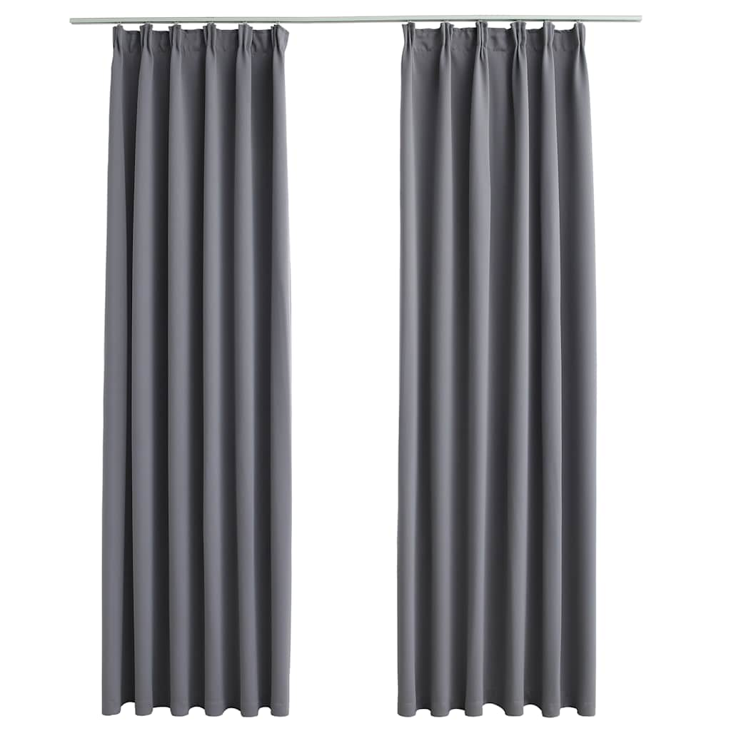 vidaXL Cortinas opacas con ganchos 2 piezas gris 140x225 cm