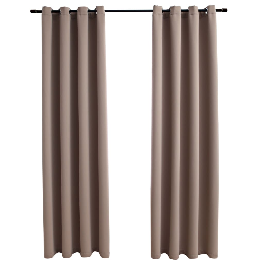 vidaXL Cortinas opacas con anillas de metal 2 pzs gris topo 140x245 cm