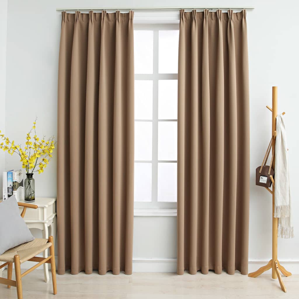 vidaXL Cortinas opacas con ganchos 2 piezas gris topo 140x175 cm