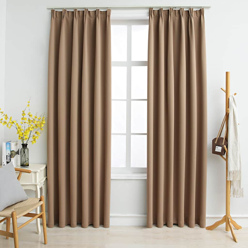 vidaXL Cortinas opacas con ganchos 2 piezas gris topo 140x245 cm