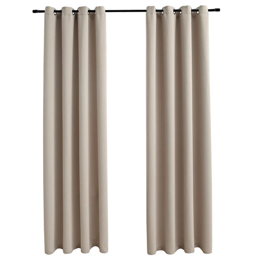 vidaXL Cortinas opacas con anillas de metal 2 piezas beige 140x175 cm