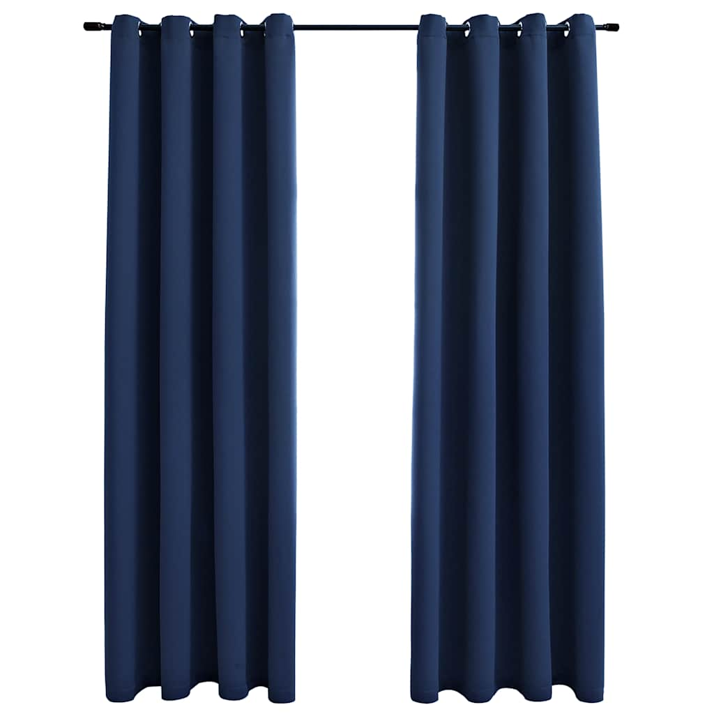 vidaXL Cortinas opacas con anillas de metal 2 uds azul 140x225 cm