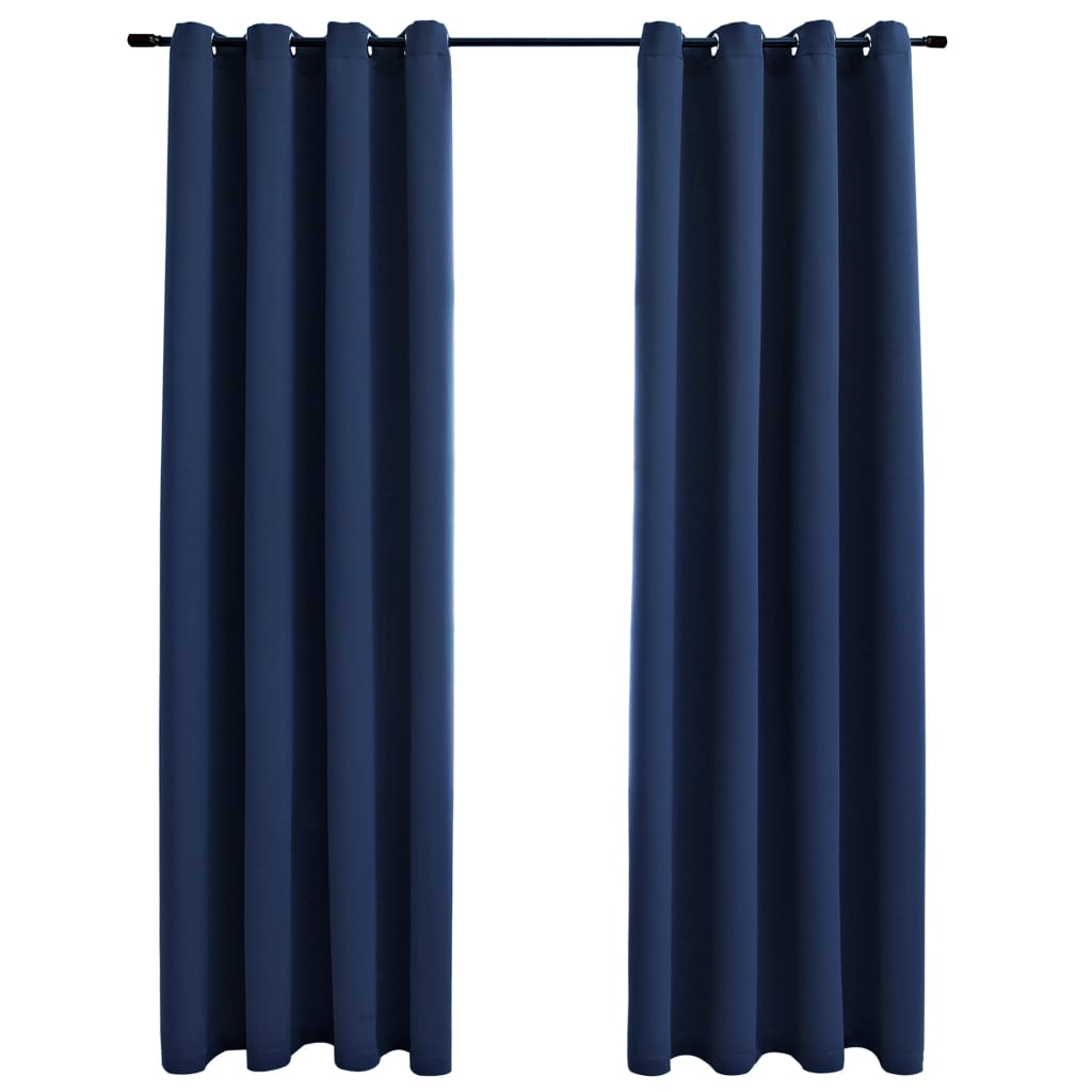 vidaXL Cortinas opacas con anillas de metal 2 uds azul 140x245 cm