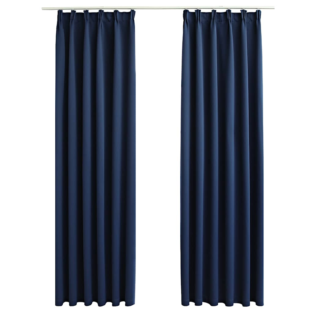 vidaXL Cortinas opacas con ganchos 2 piezas azul 140x175 cm