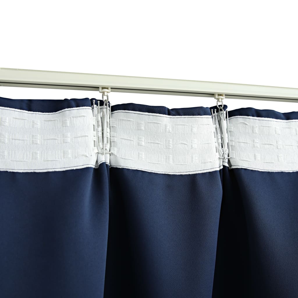 vidaXL Cortinas opacas con ganchos 2 piezas azul 140x175 cm