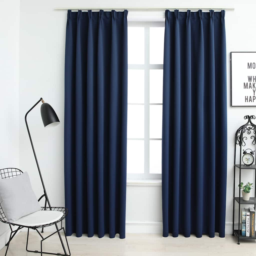 vidaXL Cortinas opacas con ganchos 2 piezas azul 140x175 cm