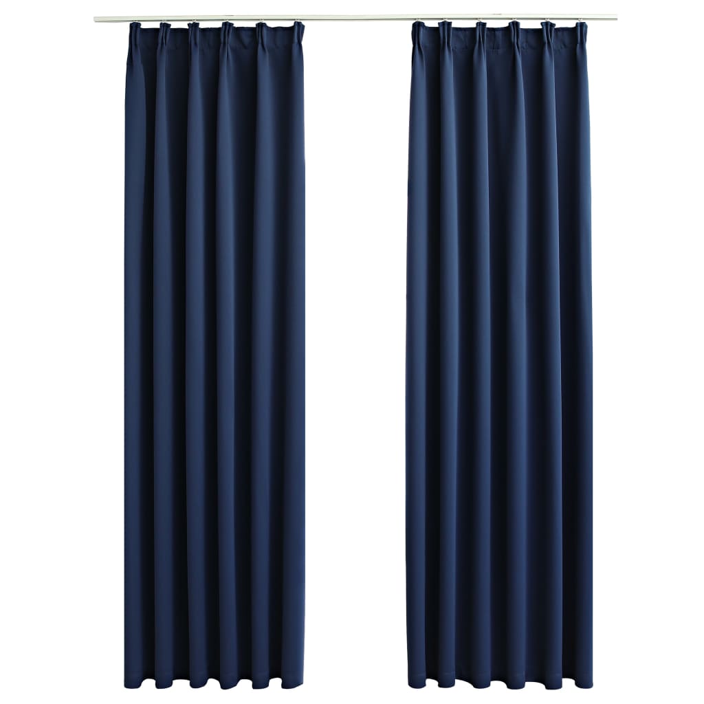 vidaXL Cortinas opacas con ganchos 2 unidades azul 140x245 cm