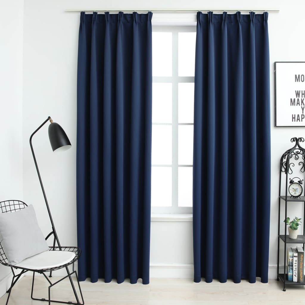 vidaXL Cortinas opacas con ganchos 2 unidades azul 140x245 cm