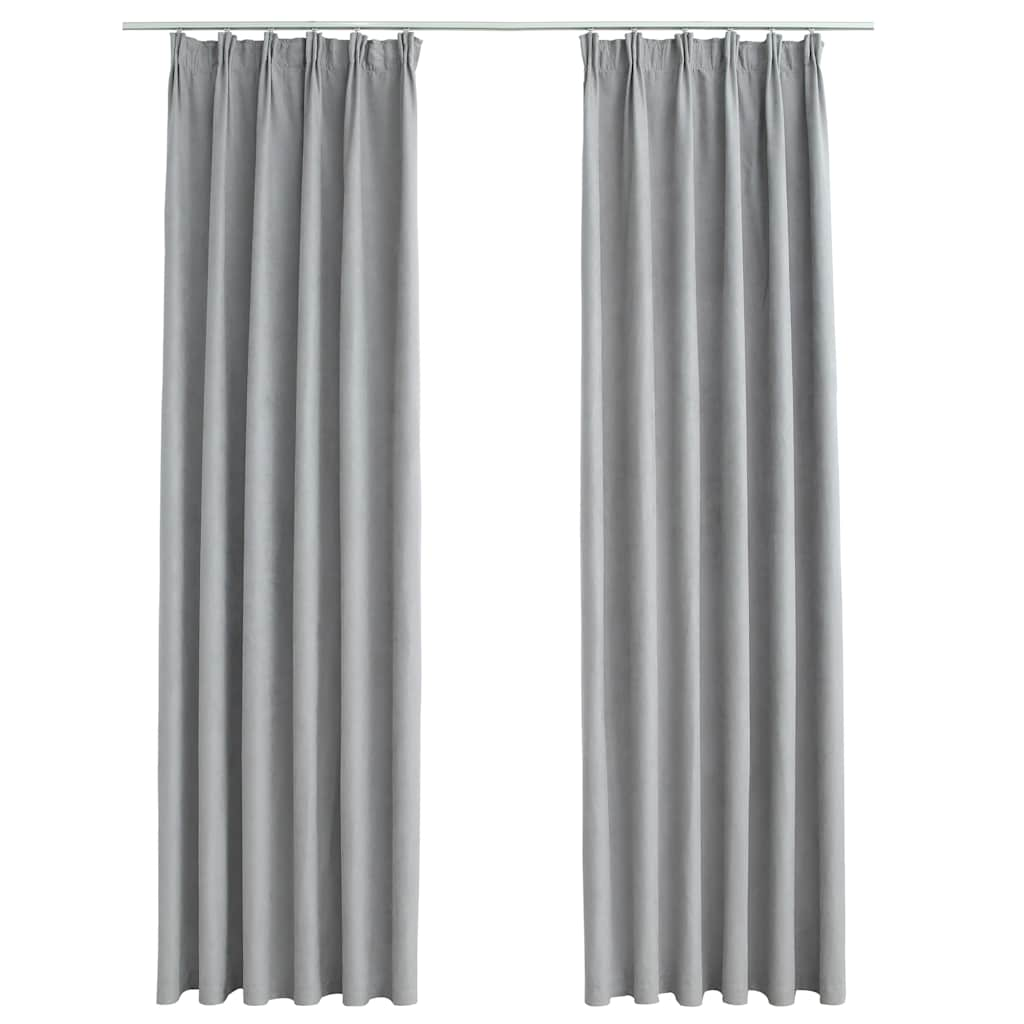 vidaXL Cortinas opacas con ganchos 2 piezas gris 140x225 cm