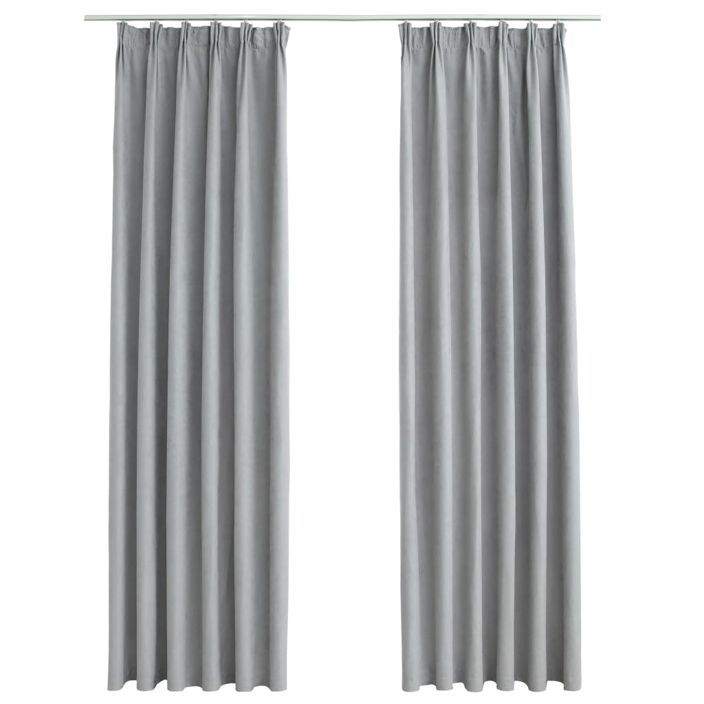 vidaXL Cortinas opacas con ganchos 2 unidades gris 140x245 cm