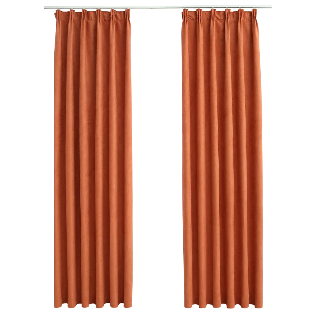 vidaXL Cortinas opacas con ganchos 2 piezas color óxido 140x225 cm