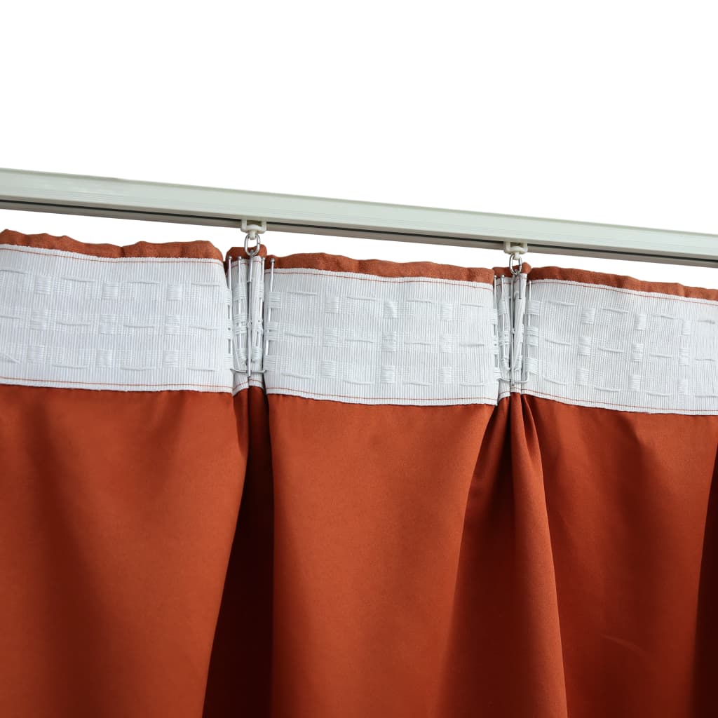 vidaXL Cortinas opacas con ganchos 2 piezas color óxido 140x225 cm