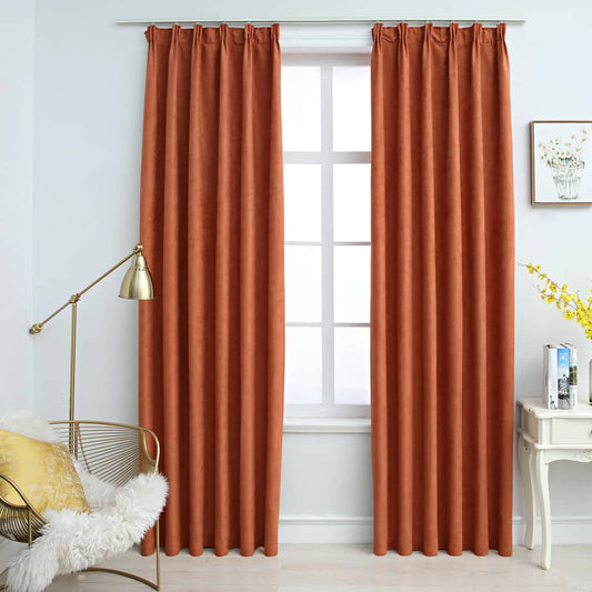 vidaXL Cortinas opacas con ganchos 2 piezas color óxido 140x225 cm