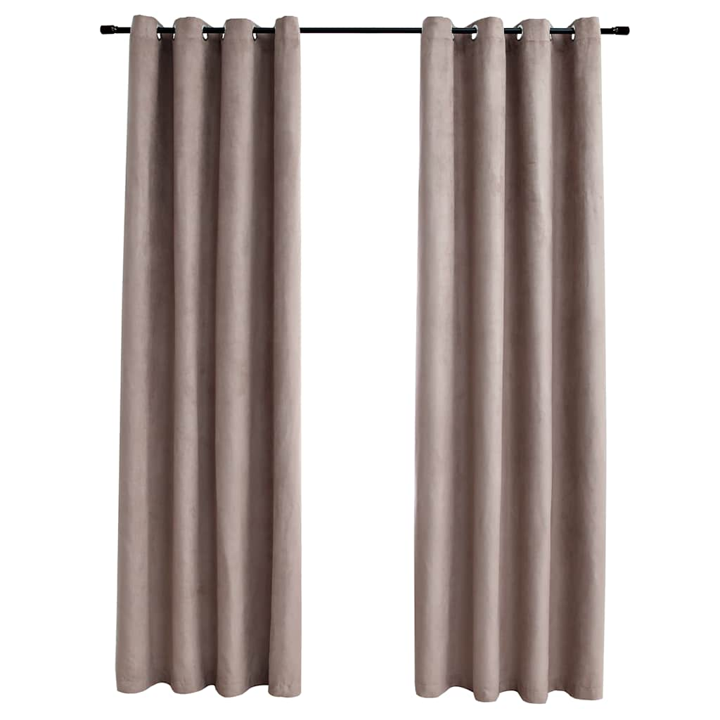 vidaXL Cortinas opacas con anillas de metal 2 piezas gris topo 140x225 cm