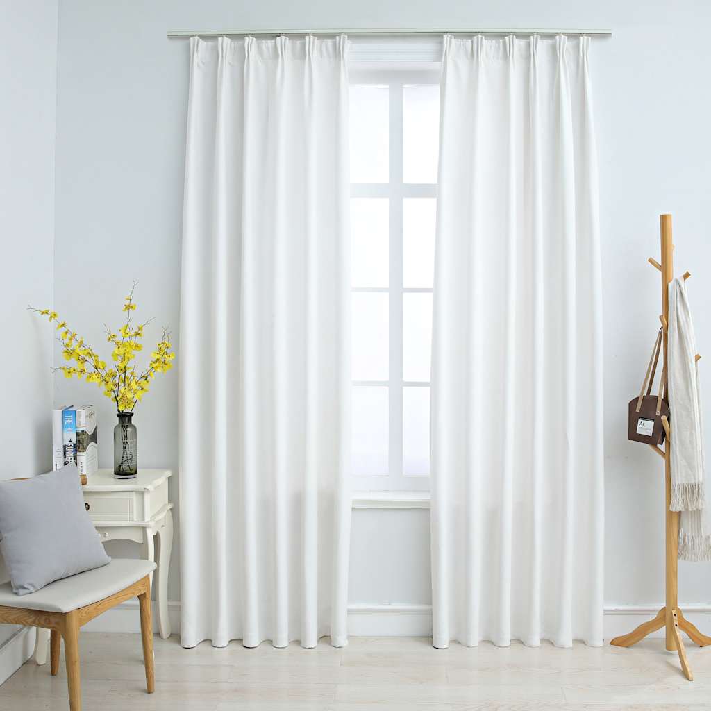 vidaXL Cortinas opacas con ganchos 2 piezas blanco crudo 140x175 cm