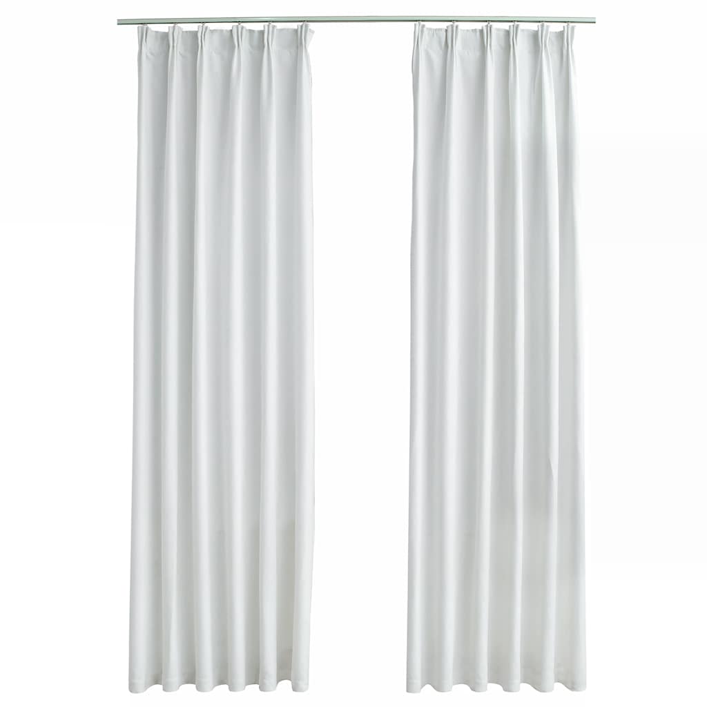 vidaXL Cortinas opacas con ganchos 2 piezas blanco crudo 140x225 cm