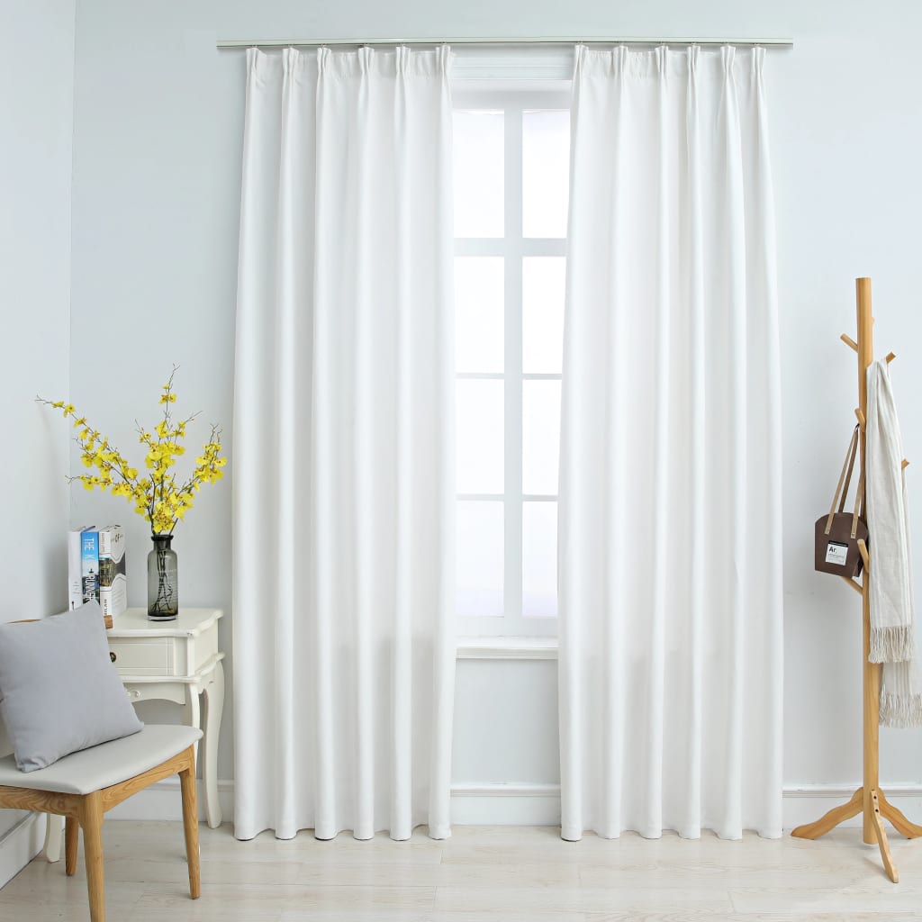 vidaXL Cortinas opacas con ganchos 2 piezas blanco crudo 140x245 cm