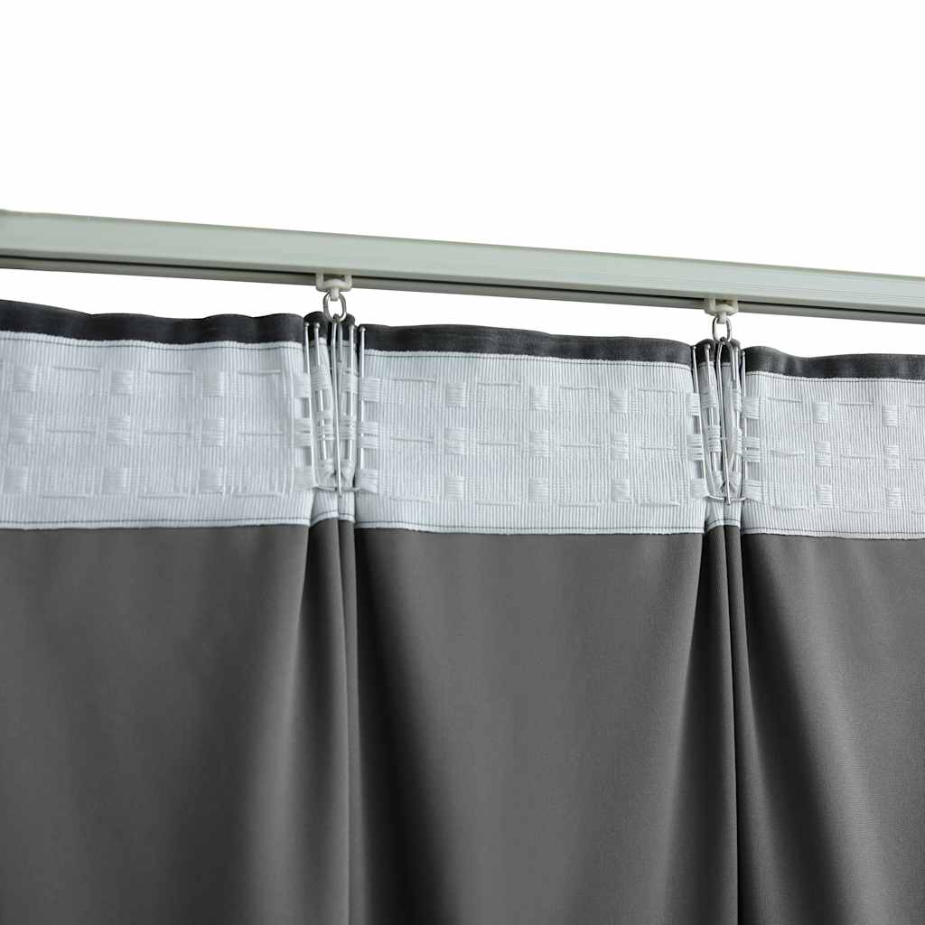 vidaXL Cortinas opacas y ganchos 2 pzas terciopelo antracita 140x175cm