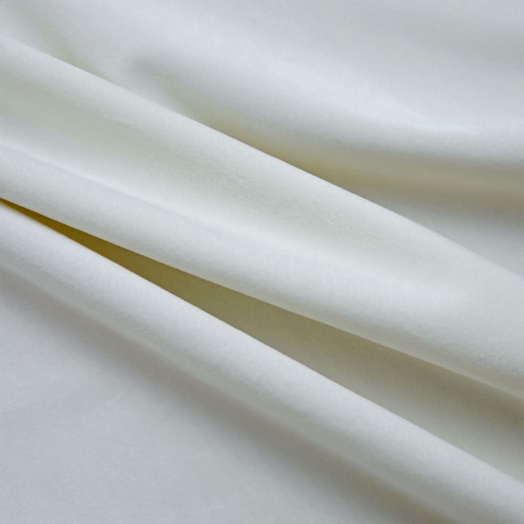 vidaXL Cortinas opacas con anillas 2 uds terciopelo crema 140x175 cm