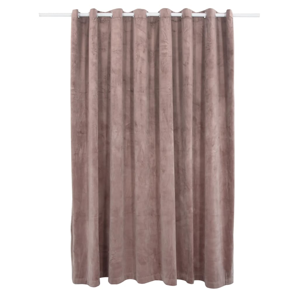 vidaXL Cortina opaca y anillas metal terciopelo rosa viejo 290x245cm