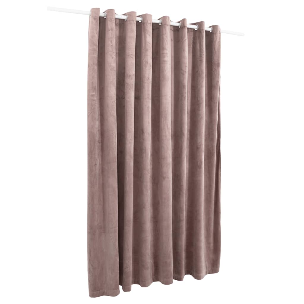 vidaXL Cortina opaca y anillas metal terciopelo rosa viejo 290x245cm