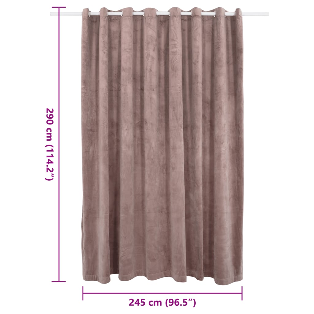 vidaXL Cortina opaca y anillas metal terciopelo rosa viejo 290x245cm