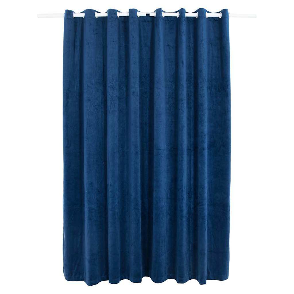 vidaXL Cortina opaca y anillas metal terciopelo azul oscuro 290x245 cm