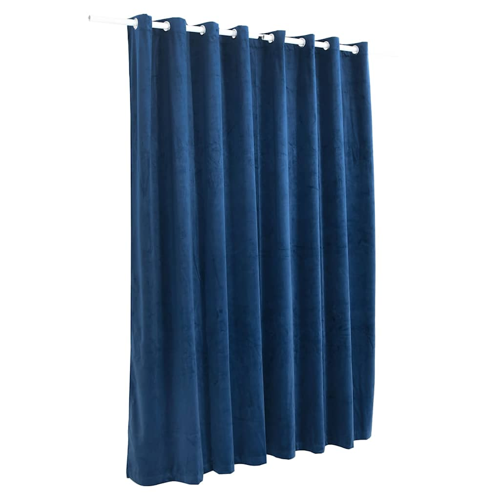 vidaXL Cortina opaca y anillas metal terciopelo azul oscuro 290x245 cm