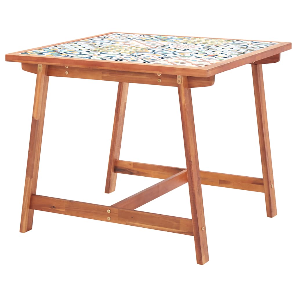 vidaXL Mesa de comedor de jardín madera acacia superficie azulejos