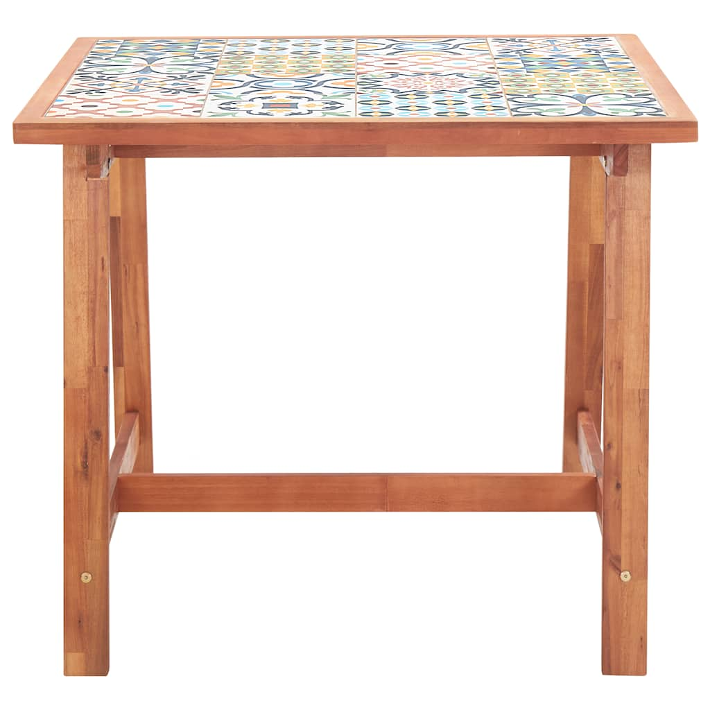 vidaXL Mesa de comedor de jardín madera acacia superficie azulejos