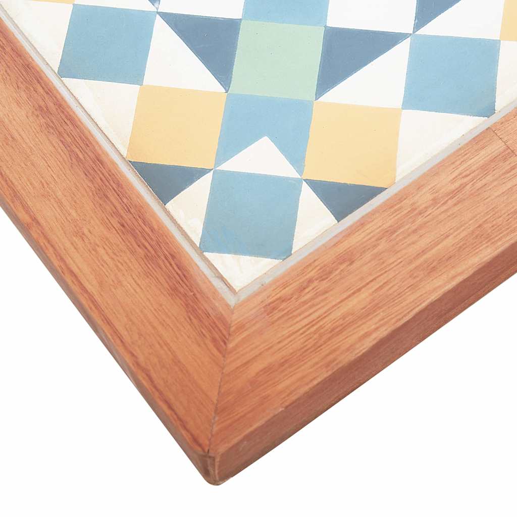 vidaXL Mesa de comedor de jardín madera acacia superficie azulejos